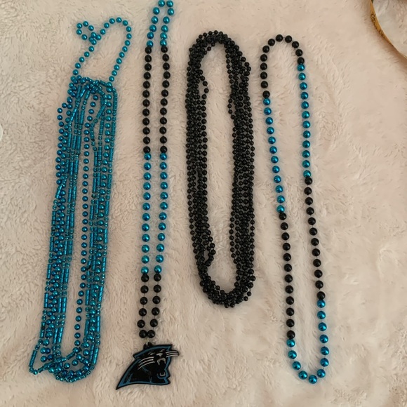 Carolina Panthers Mini Pom Poms, Bead Necklaces, Fleece Scarf - Picture 6 of 11